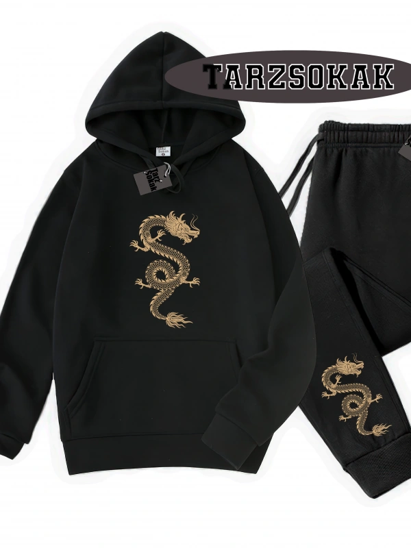 Siyah Kapşonlu Ejderha Detaylı ikili TAKIM