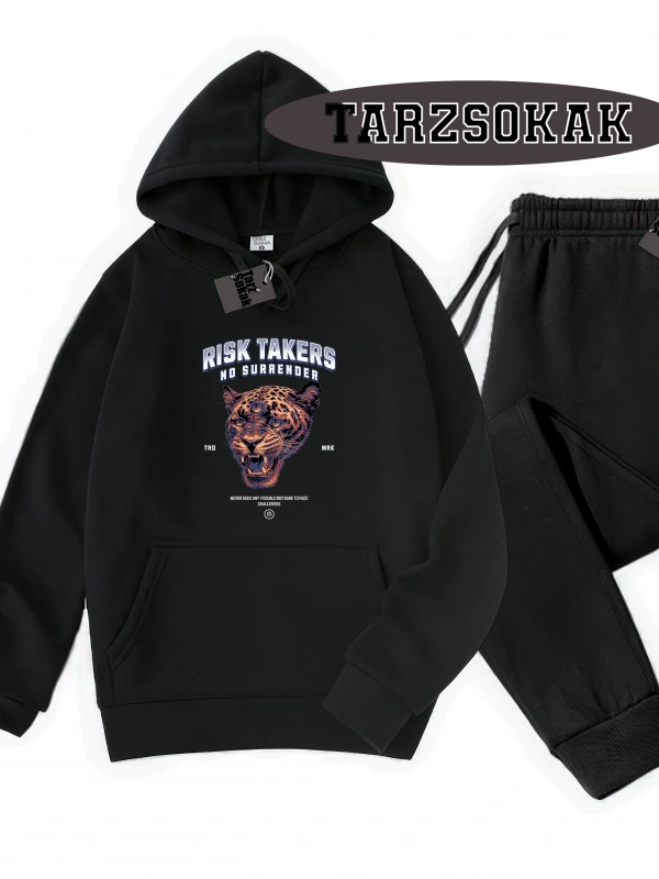 Siyah Kapşonlu Reason Detaylı ikili TAKIM