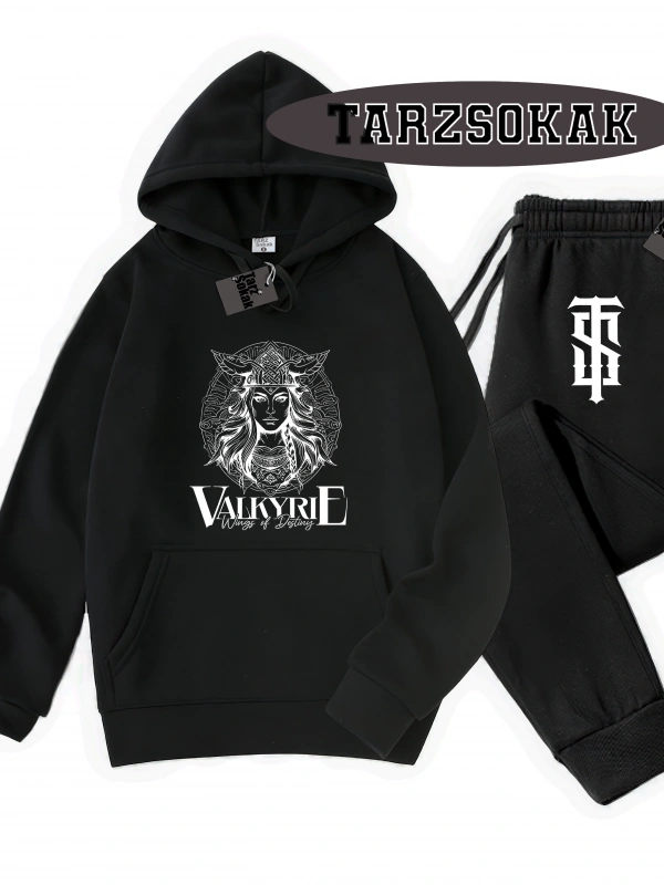 Siyah Kapşonlu Valkyrıe Detaylı ikili TAKIM
