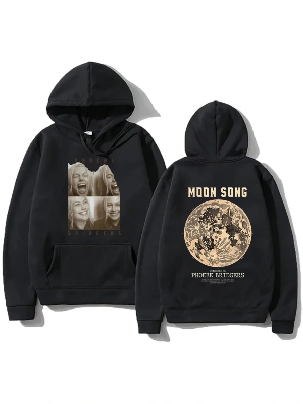 Siyah Moda rahat Hoodies Phoebe bripocket Indie halk Unisex Hoody ile boy yönlü y
