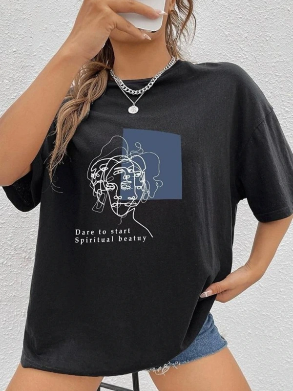 Siyah Oversize Brooklyn 1898 Baskılı Bisiklet Yaka Kapşonsuz Pamuklu Sweatshirt