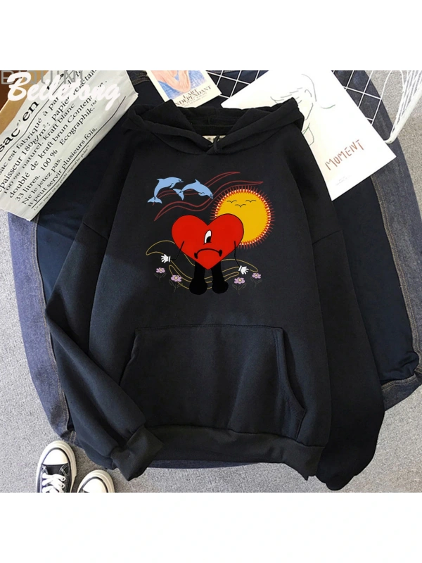 Siyah Un Verano Sin Ti Bad Bunny baskılı Kawaii