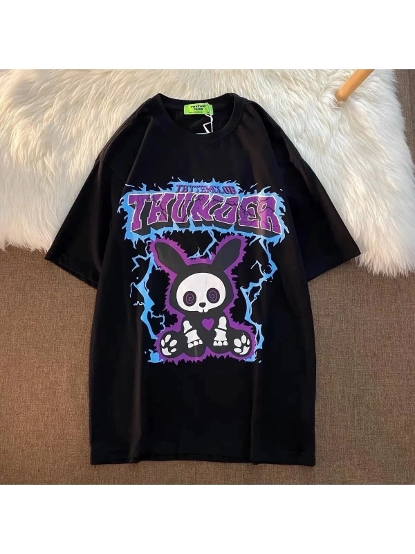 Siyah Unisex Hipnoz Tavşan Tişört