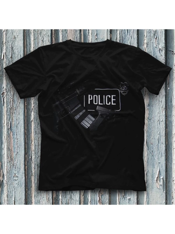 Siyah Unisex Tişört Police T-shirt 9815QTF