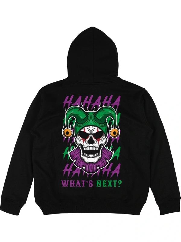 Skull Joker Siyah Oversize Unisex Kapüşonlu Sweatshirt Hoodie