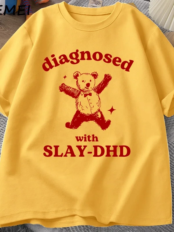Slay ile teşhis-DHD komik Panda ayı T Shirt zihinsel sağlık karikatür Tee erkek giysileri pam 3045