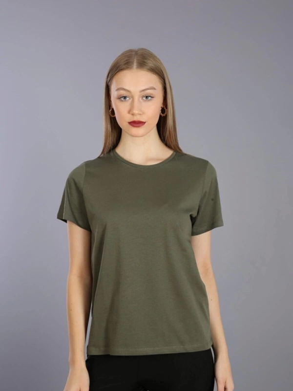Slim Fit Yuvarlak Yaka Basic T-shirt Haki