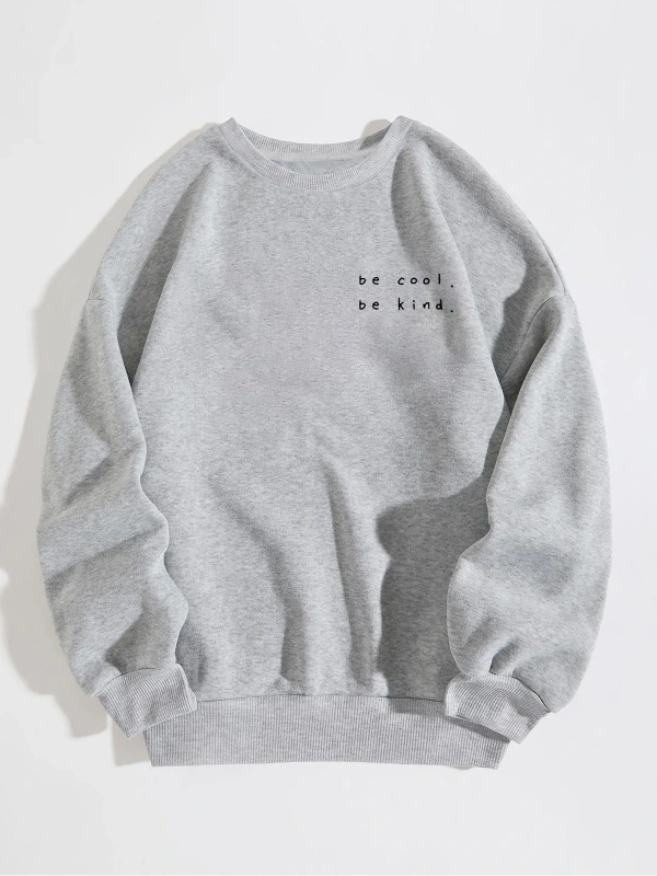 Slogan Grafikli Sweat Gri