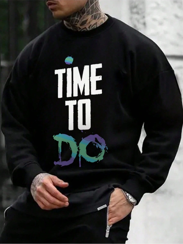 Slogan Graphic Drop Shoulder Sweatshirt Siyah