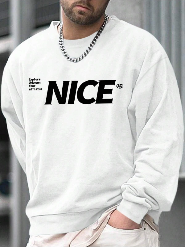 Slogan Graphic Sweatshirt Beyaz