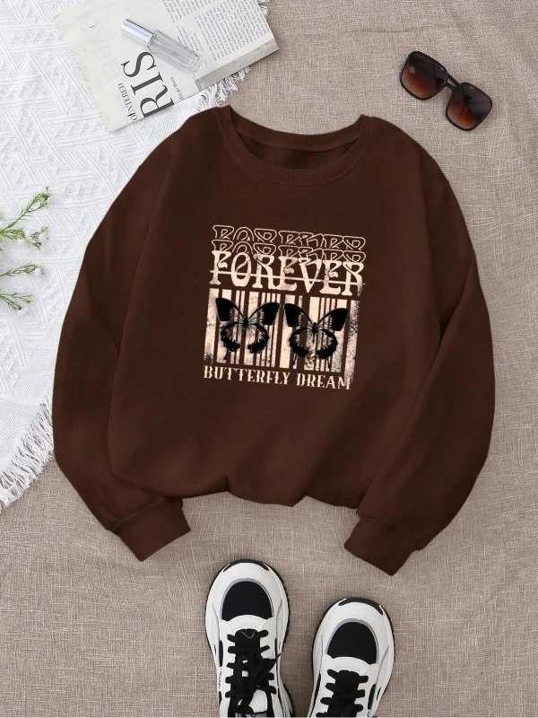 Slogan Graphic Thermal Lined Sweatshirt