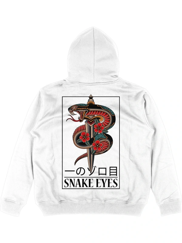 Snake Eyes Beyaz Oversize Unisex Kapüşonlu Sweatshirt Hoodie