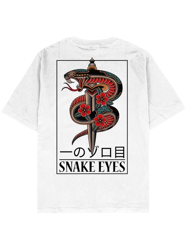 Snake Eyes Beyaz Oversize Unisex T-shirt