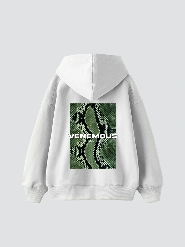Snake Venomous Baskılı Oversize Unisex Premium Beyaz