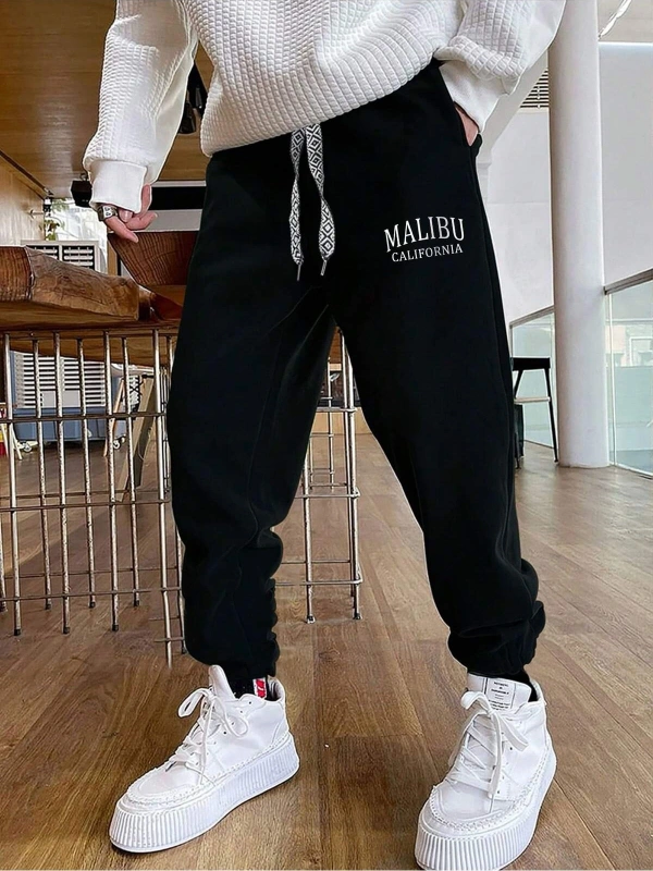 Sporsity Letter Graphic Drawstring Waist Eşofman Altı