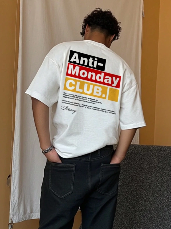 Standart Beden Erkek Beyaz Kırpılmış Kare Kesim Tişört