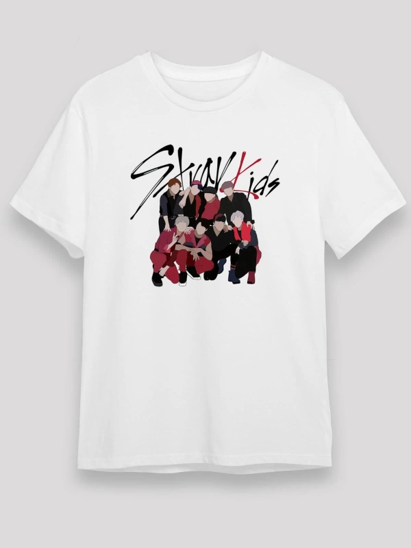 Stray Kids K-Pop Beyaz Unisex Tişört T-Shirt