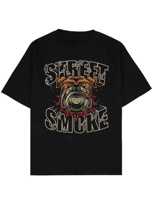 Street Smoke Siyah Oversize Unisex T-shirt