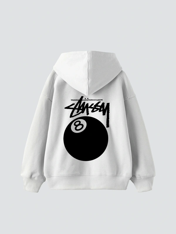 Sts. Eight Ball Baskılı Oversize Unisex Beyaz