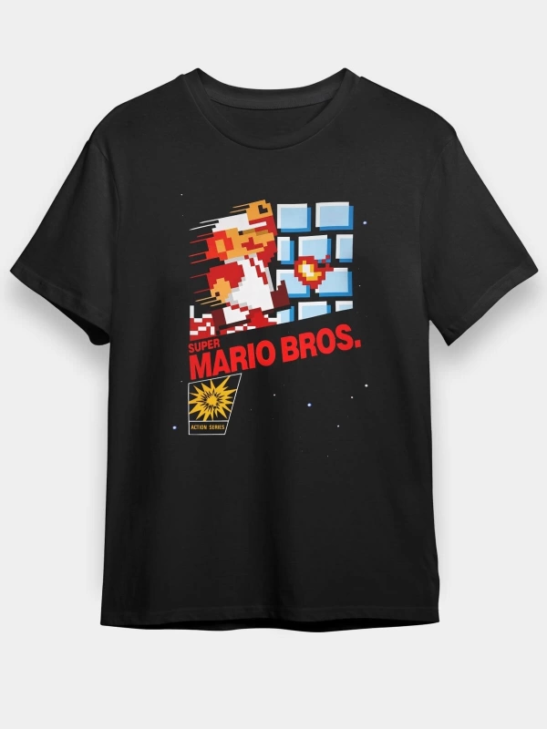 Süper Mario Siyah Unisex Tişört T-Shirt