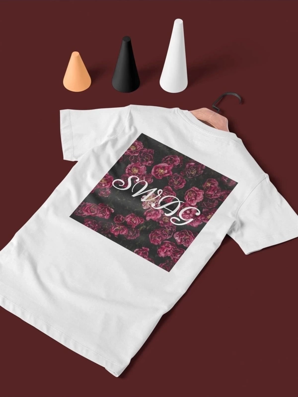 Swag Baskılı Unisex Beyaz T-shirt