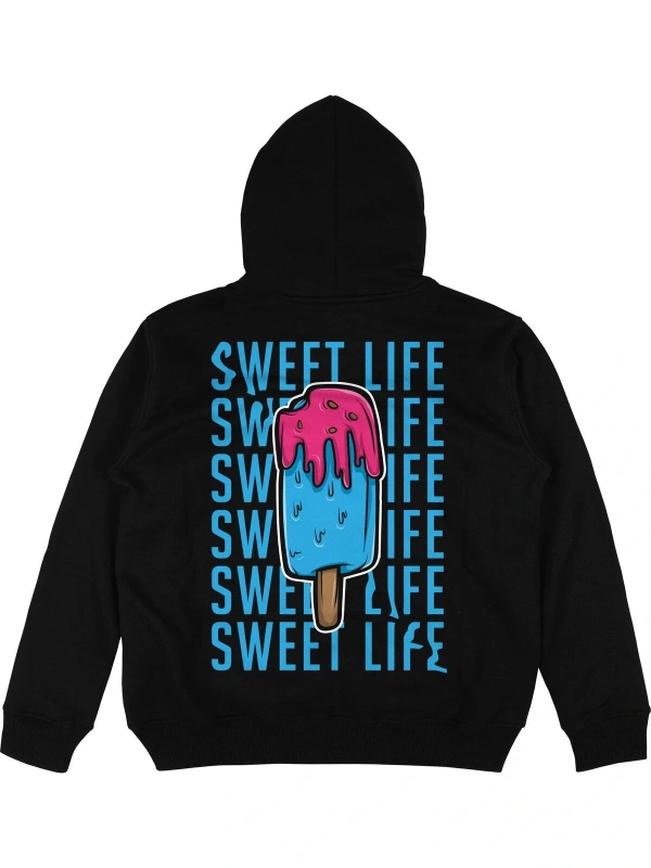 Sweat Life Siyah Oversize Unisex Kapüşonlu Sweatshirt Hoodie