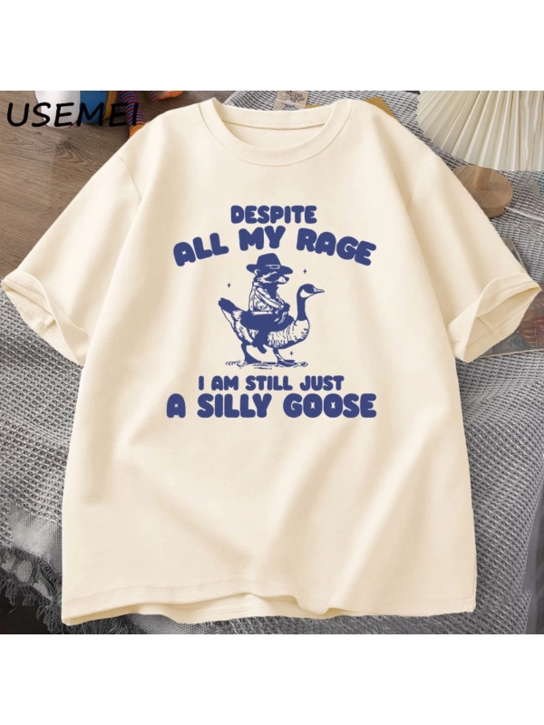 T-Shirt Komik Kaz Tshirt Pamuk Kısa