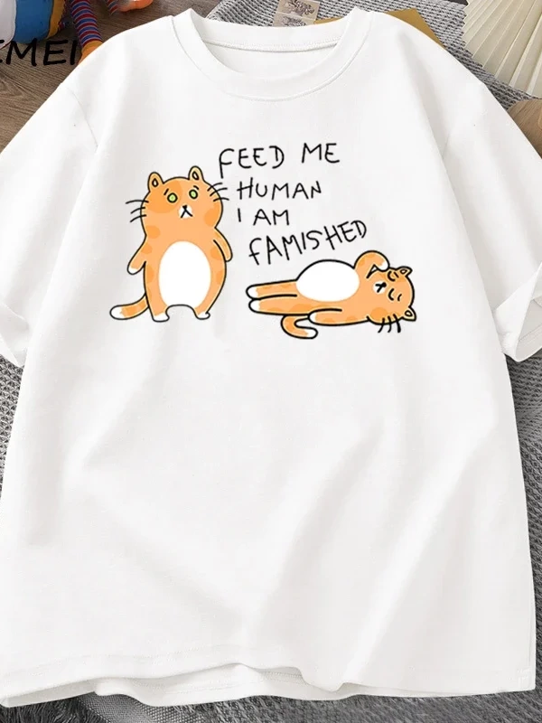 T-shirts Men Women Fuuny Cat Lovely Print T Shirt Summer Cotton Mens T-shirts Casual Harajuk 3029