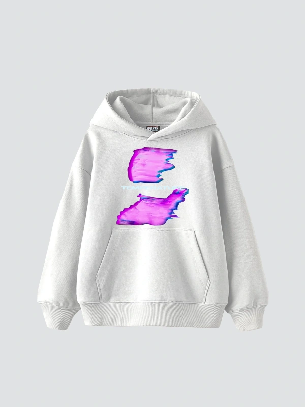 Temperature Baskılı Oversize Unisex Beyaz