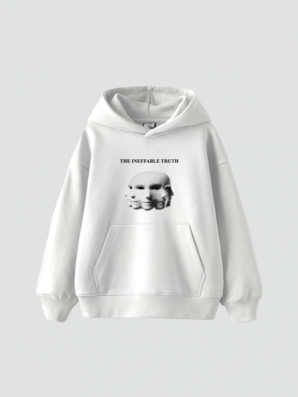The Ineffable Truth Baskılı Oversize Unisex Premium Beyaz