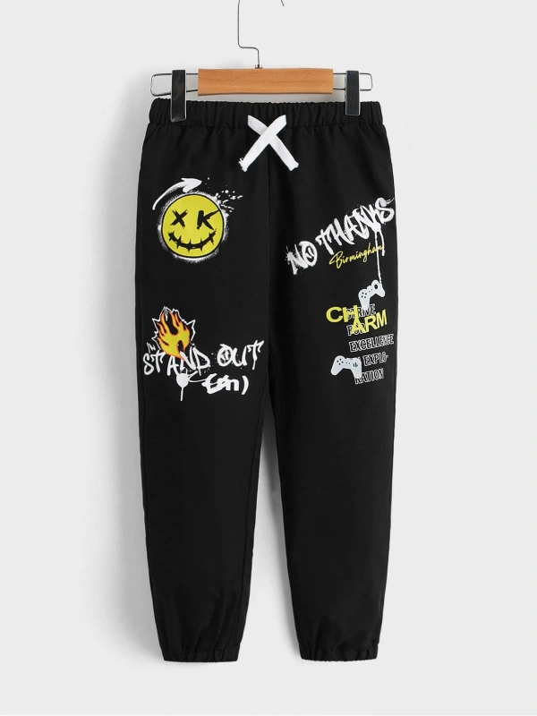 Toddler Boys Cartoon & Letter Graphic Pants