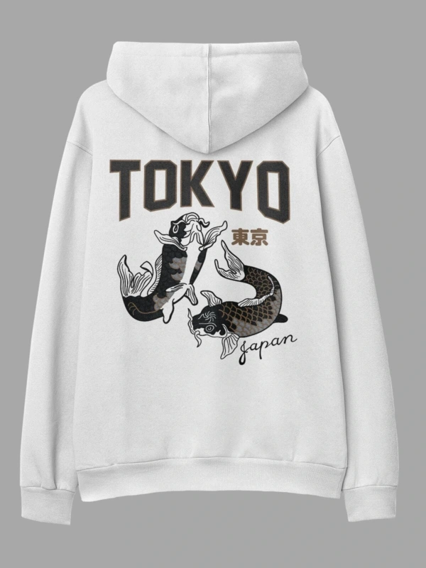 Tokyo Beyaz Oversize Kapüşonlu Sweatshirt