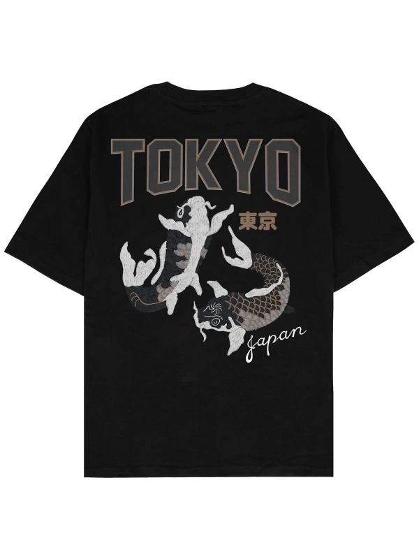 Tokyo Siyah Oversize Unisex T-shirt