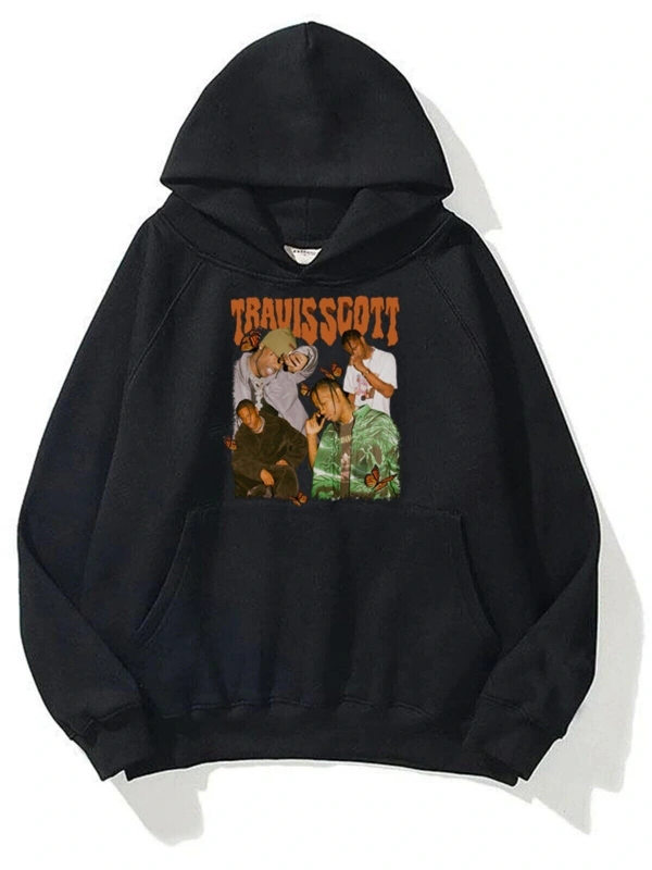 Travis Scott Butterfly Sweatshirt Hoodie Siyah
