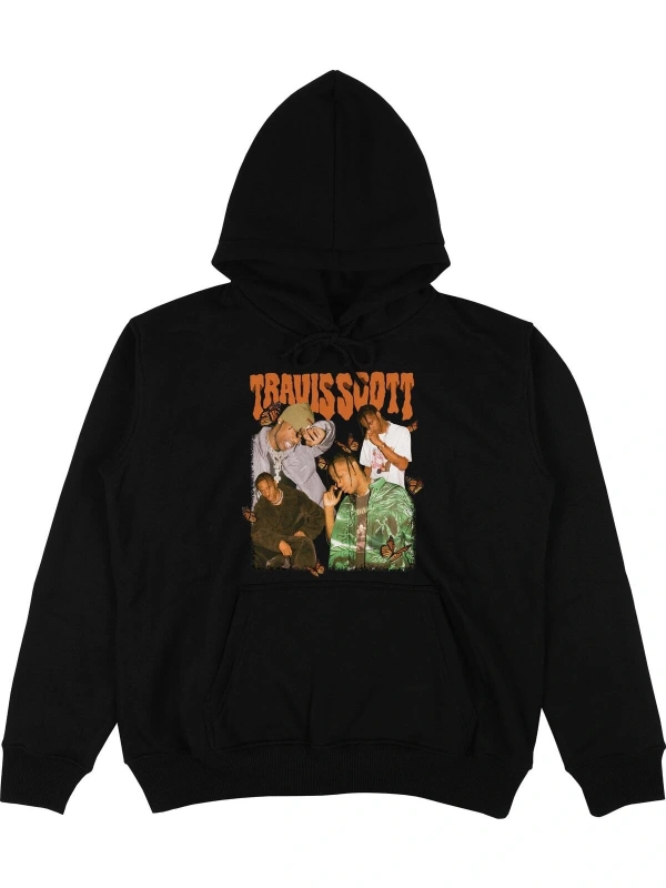 Travis Scott Siyah Oversize Unisex Kapüşonlu Sweatshirt Hoodie