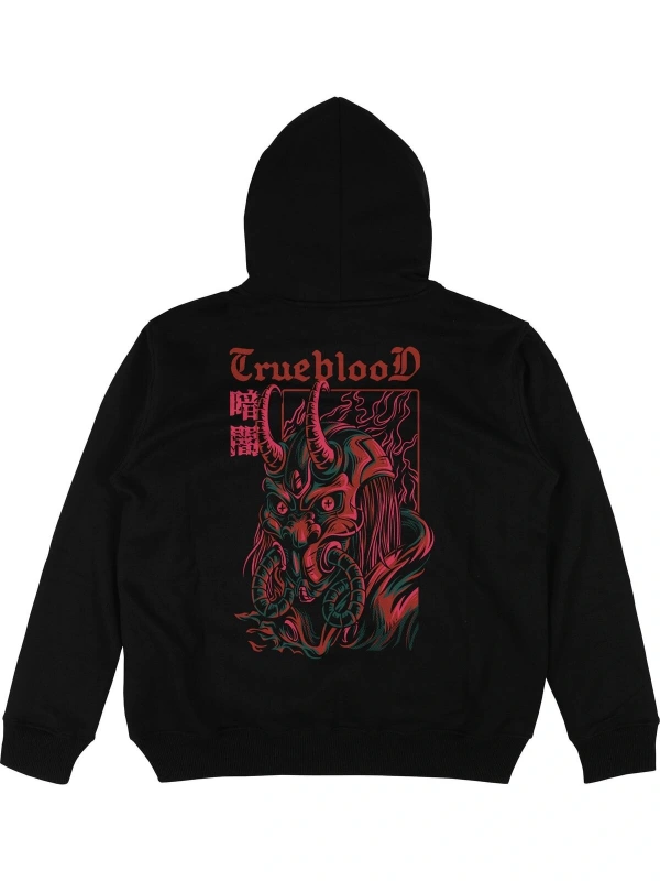 TrueBlood Siyah Oversize Unisex Kapüşonlu Sweatshirt Hoodie