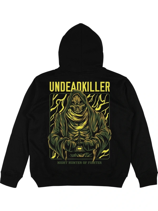 Undead Killer Siyah Oversize Unisex Kapüşonlu Sweatshirt Hoodie