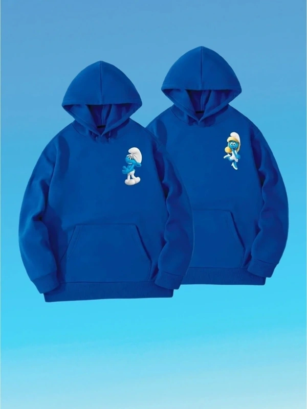 Unıisex Mavi Şirinler Baskılı Sevgili Kombini 2li Set benisengiydirşirinsweat