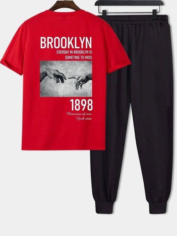 Unisex 1898 Brooklyn Baskılı 2li Eşofman Takımı Tsh-sıyah-1898-esh-düz