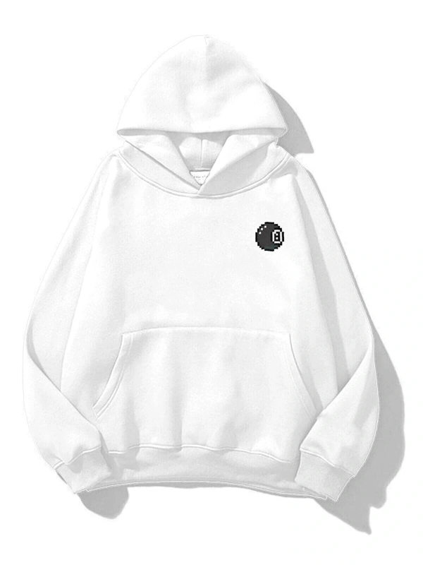 Unisex 8ball Sweatshirt Hoodie Beyaz