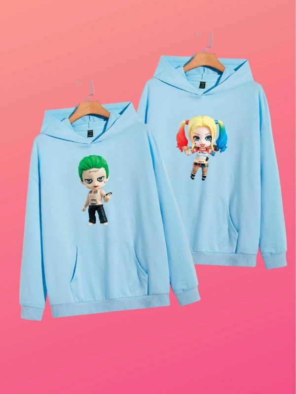 Unisex Açık Mavi Harley Quinn Baskılı Sevgili Kombini 2li Set benisengiydirjok