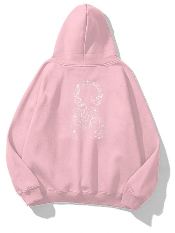 Unisex Akrep Taş Baskılı Sweatshirt Pembe