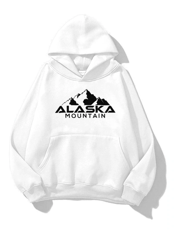 Unisex Alaska Sweatshirt Hoodie Beyaz