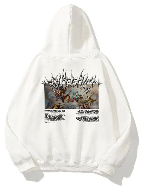 Unisex Angel Sweatshirt Hoodie Beyaz