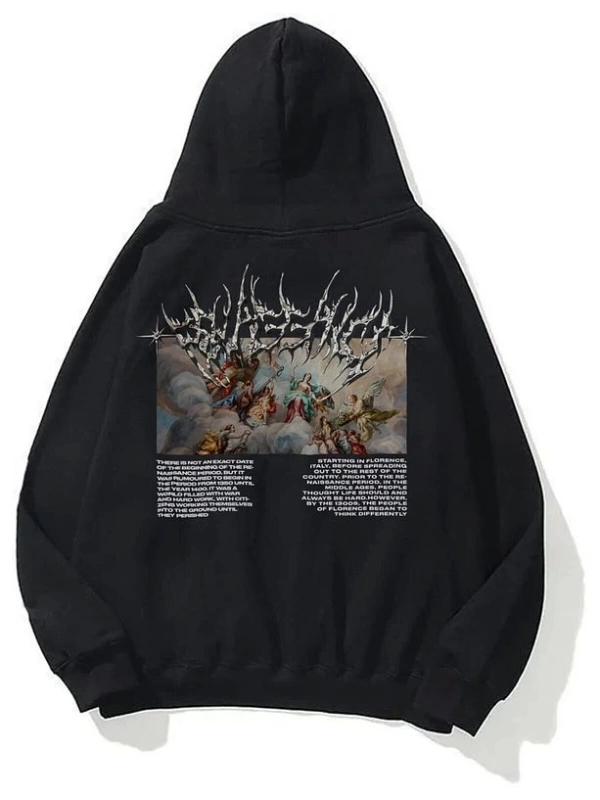 Unisex Angel Sweatshirt Hoodie Siyah