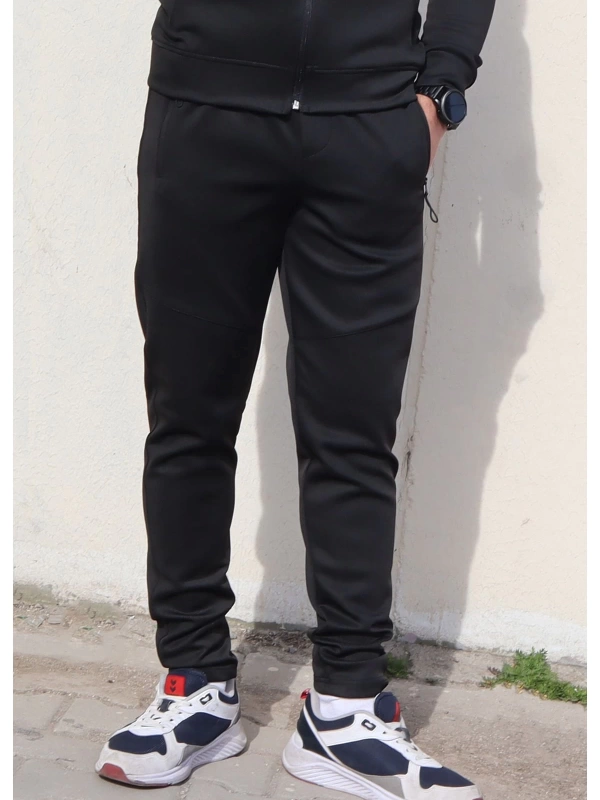 Unisex Arka Cepli Fermuarlı Slimfit Eşofman Altı