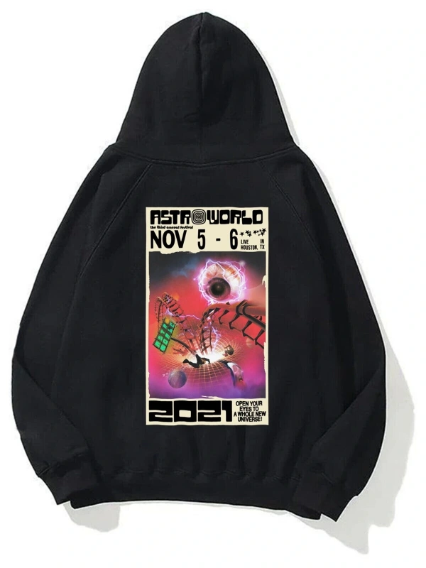Unisex Astroworld 2021 Siyah Sweatshirt
