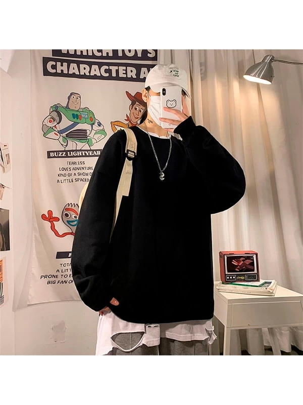Unisex Basic Bisiklet Yaka Oversize Sweatshirt