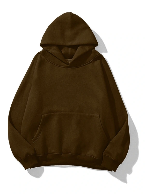 Unisex Basic Sweatshirt Hoodie Koyu Kahverengi