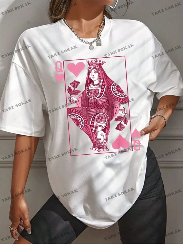 Unisex BAY  Goth Kadın Kafatası Desenli Damla Omuz T-shirt KOD-1366